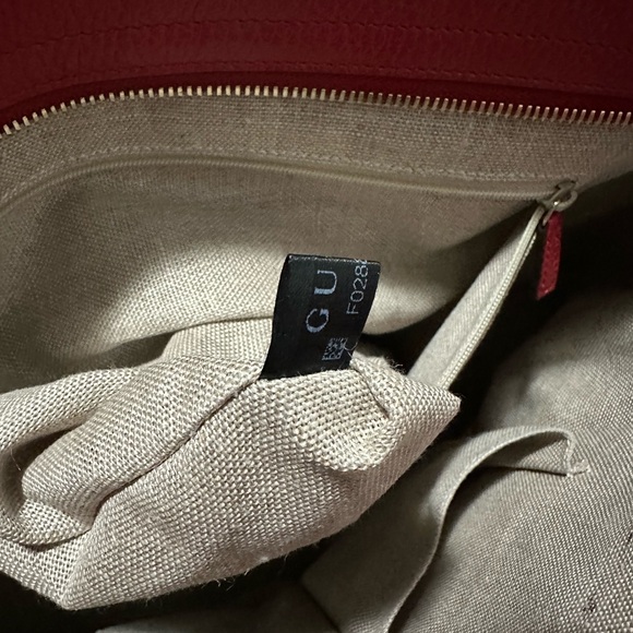 GG Red/Beige Leather Canvass Bree Tote Bag - Picture 3 of 12